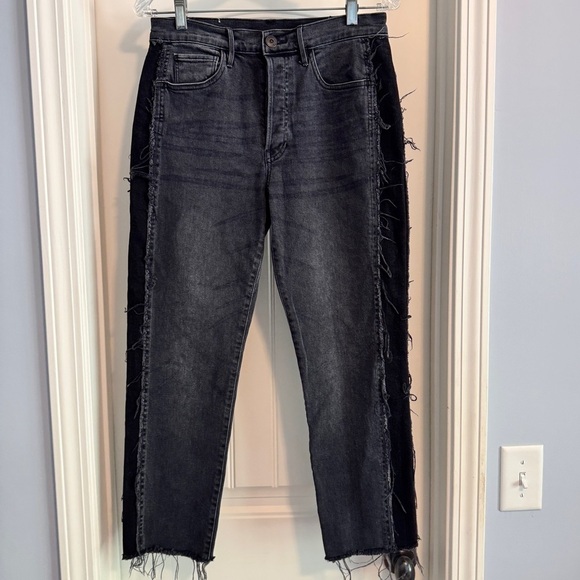 3x1 Made Here Jeans Size 28 in Black Wash ~ Frayed Side Trim Ankle Straight Leg - Picture 2 of 9